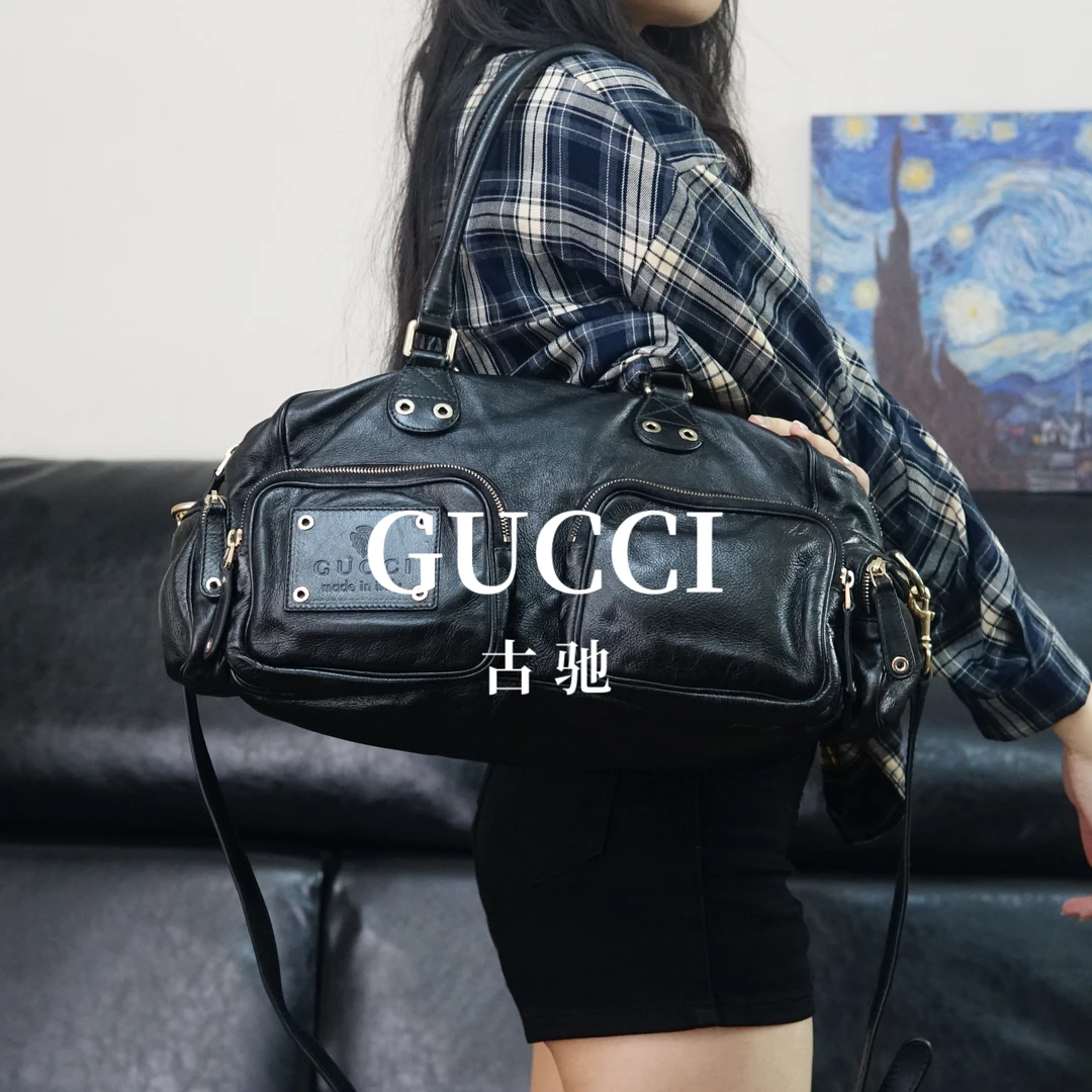 95新 GUCCI/古驰 黑金斜挎包/BB09503034/3034