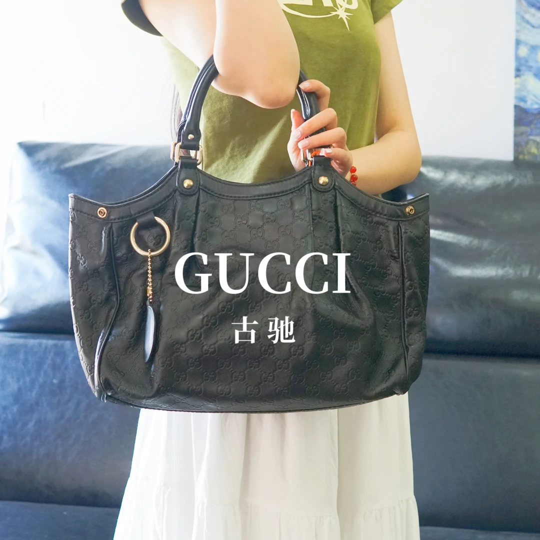 95新 GUCCI/古驰 黑色压纹单肩包/AR08522257/2257