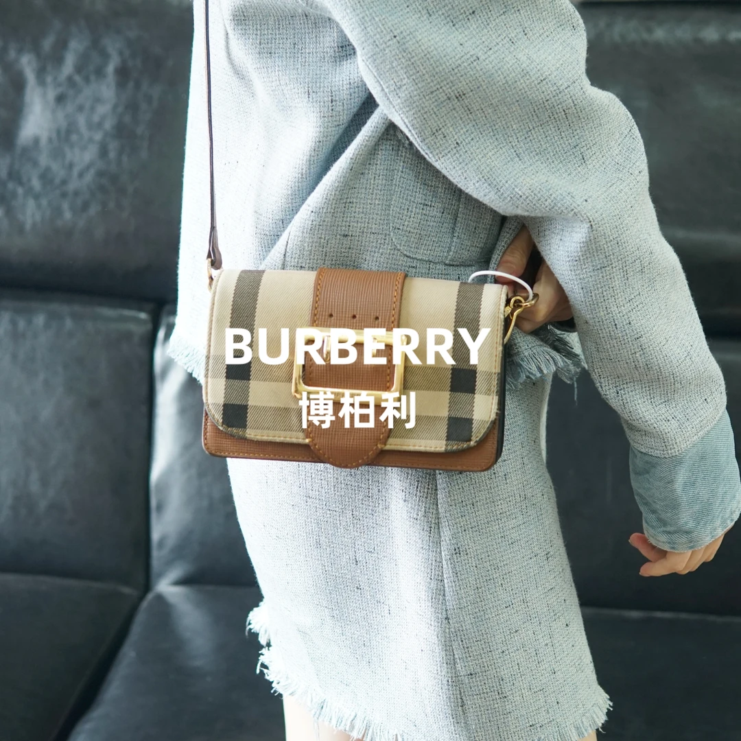 95新 BURBERRY/博柏利 巴宝莉/格纹斜挎包/SC10801002/1002