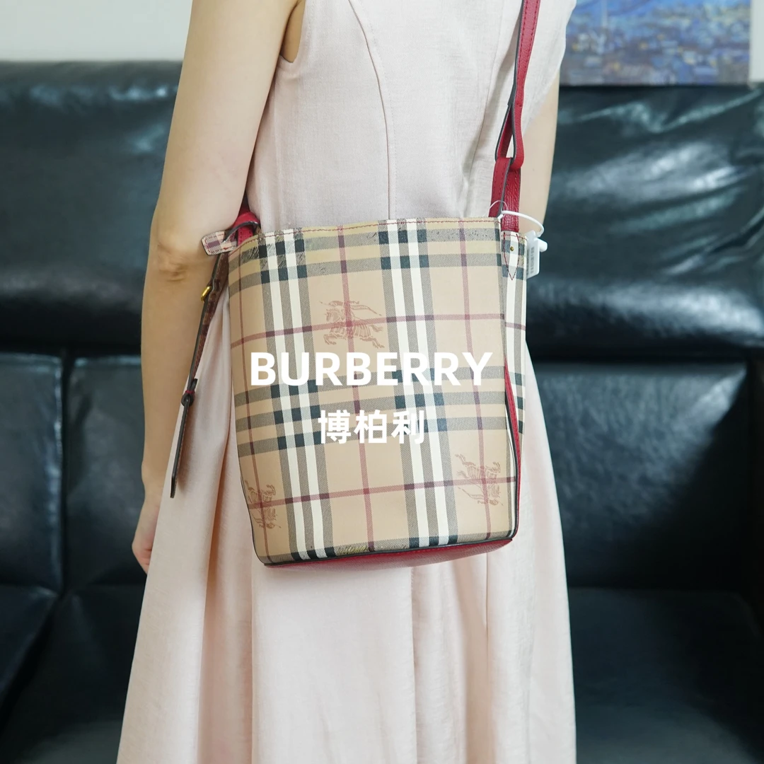 95新 BURBERRY/博柏利 巴宝莉/格纹水桶包/AC09617083/7083