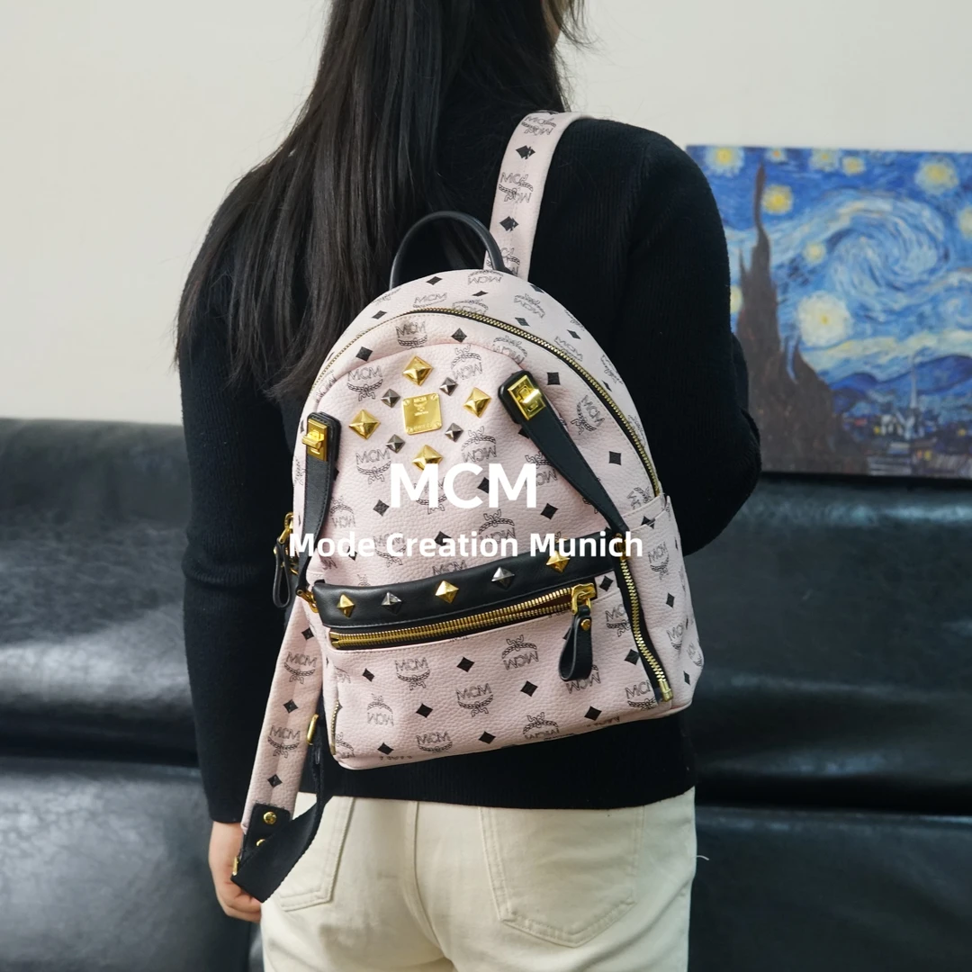 95新 MCM 粉色双肩包/SP12705033/5033