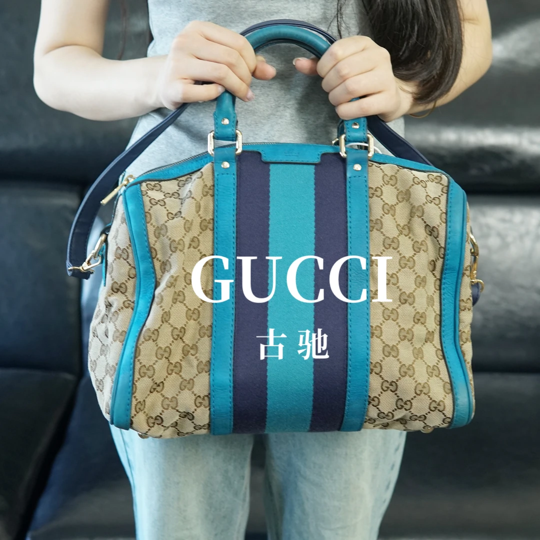 95新 GUCCI/古驰 老花波士顿手提斜挎包/F3MK07713005/3005