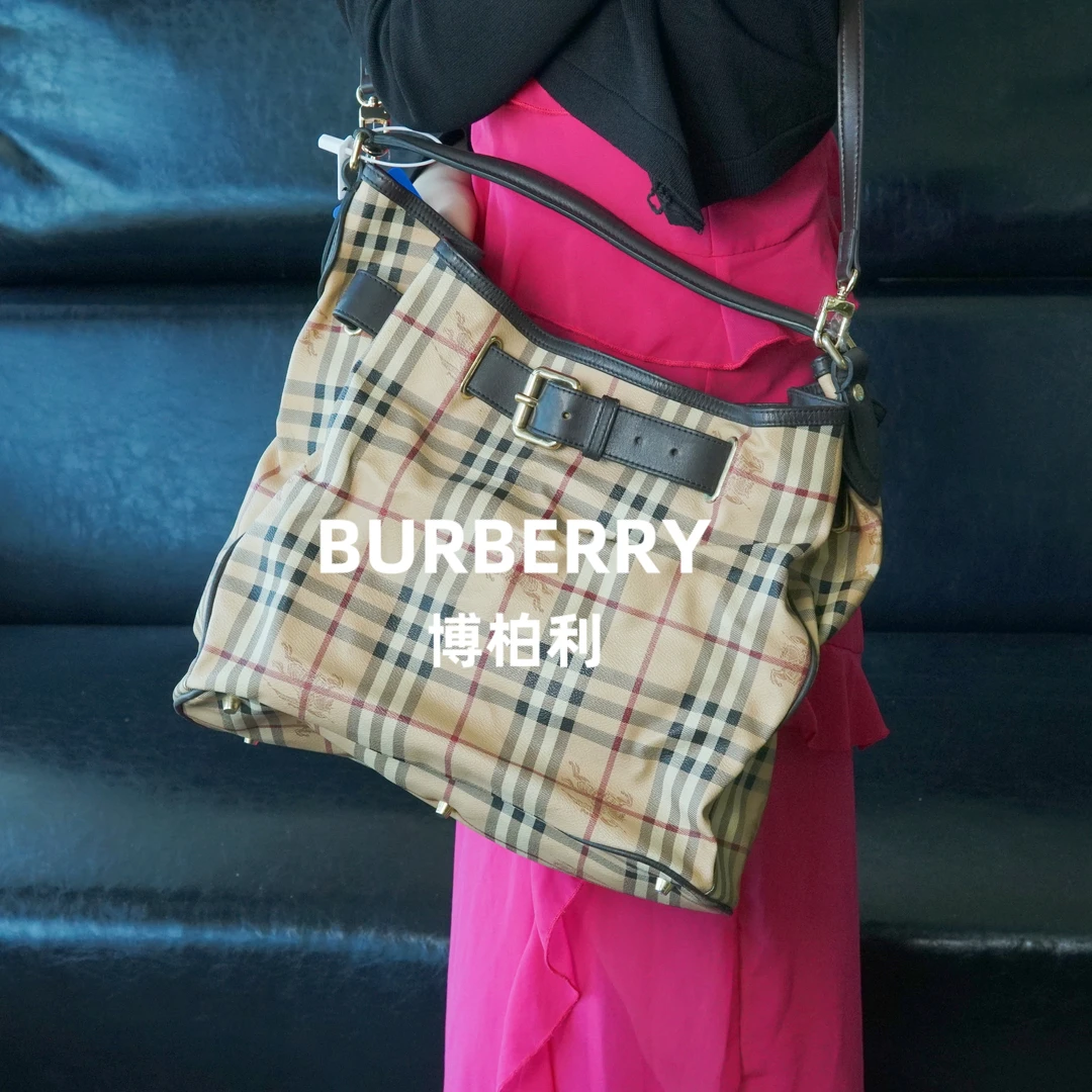 95新 BURBERRY/博柏利 格纹单肩包/BB07417588/7588