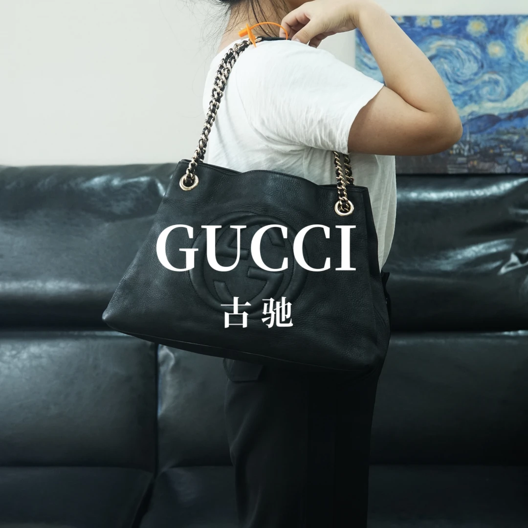 95新 GUCCI/古驰 黑色单肩包/CD10819004/9004