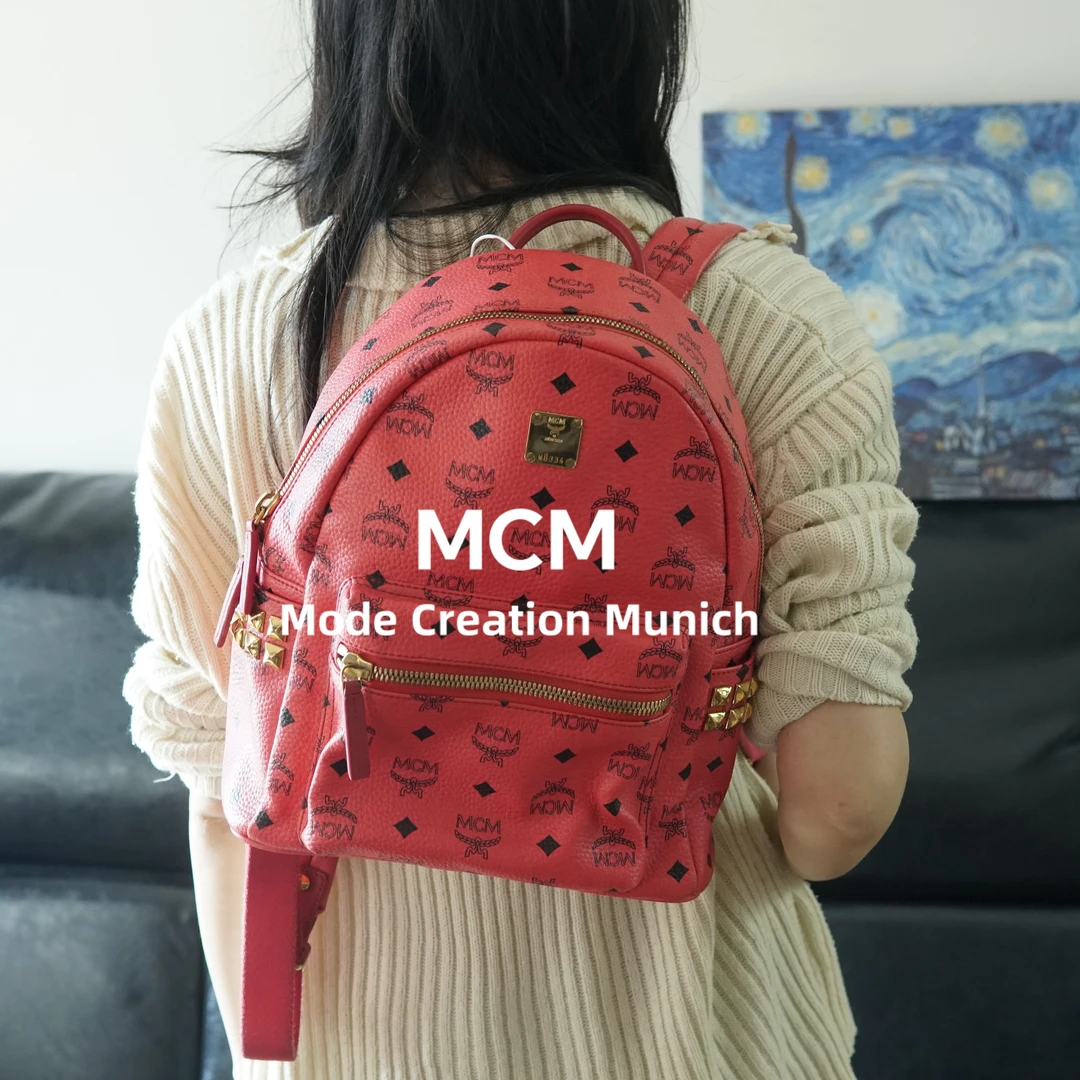 95新 MCM 红色双肩包/HB10609711/9711