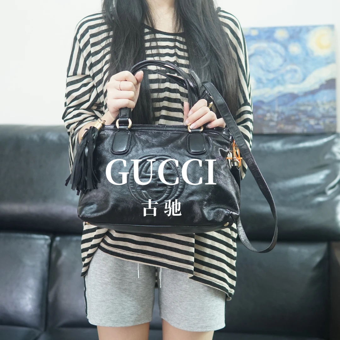 95新 GUCCI/古驰 黑色单肩包/FYBB07419006/9006