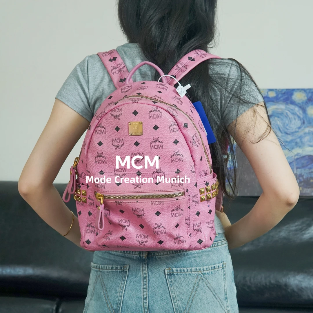 95新 MCM 粉色双肩包/LJ08714020/4020