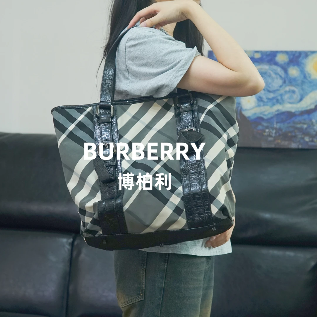 95新 BURBERRY/博柏利 格纹单肩包/FYZG08429050/9050