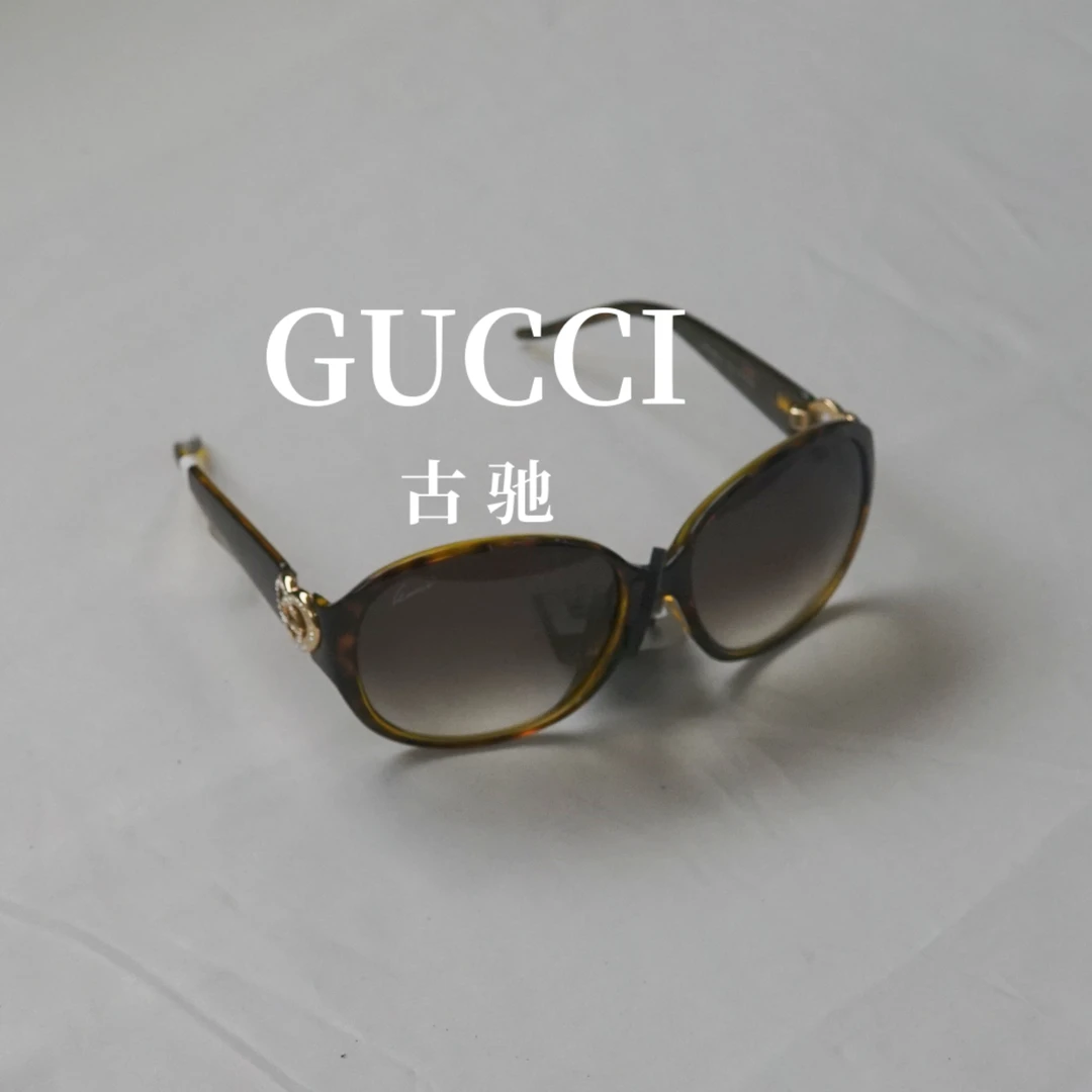 95新 GUCCI/古驰 带钻爱心双G玳瑁眼镜/HB11522205/2205