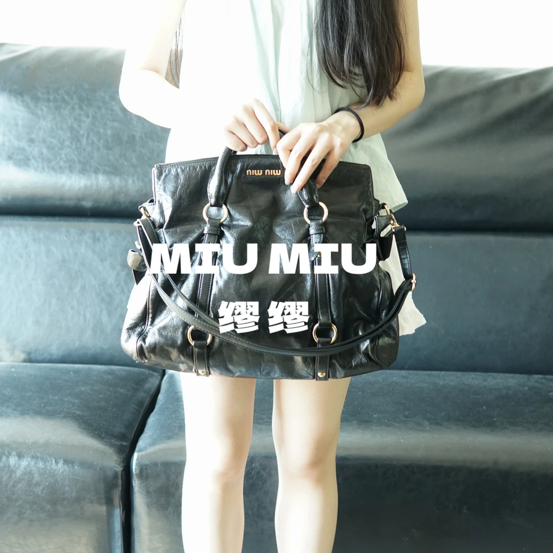 95新 MIU MIU/缪缪 miumiu/黑金单肩手提斜挎包/ZG08611081/1081