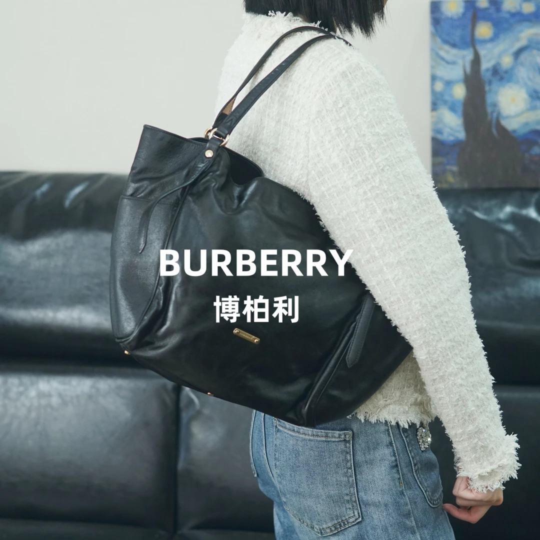 95新 BURBERRY/博柏利 巴宝莉/黑色单肩包/ZZ09514512/4512