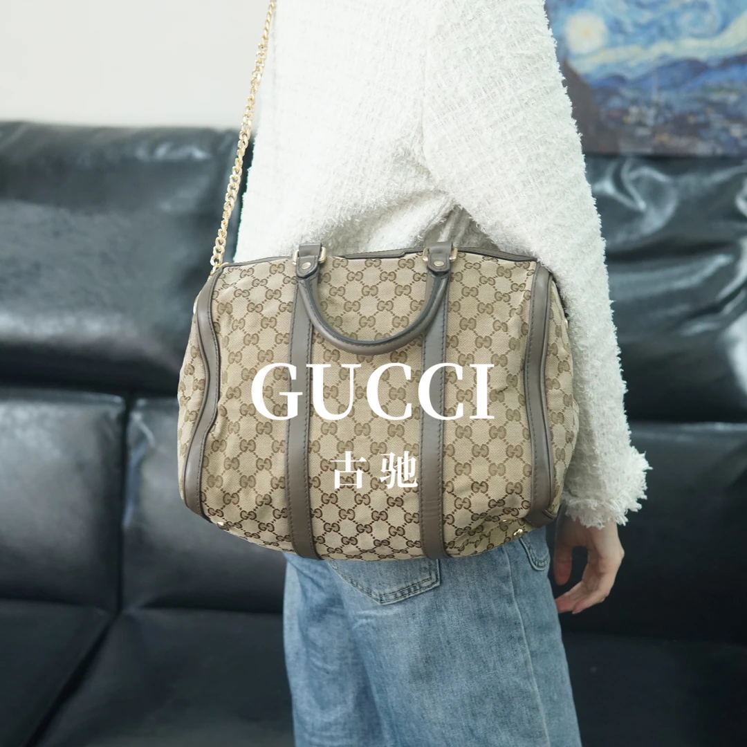 95新 GUCCI/古驰 老花枕头包/YZ09720074/0074