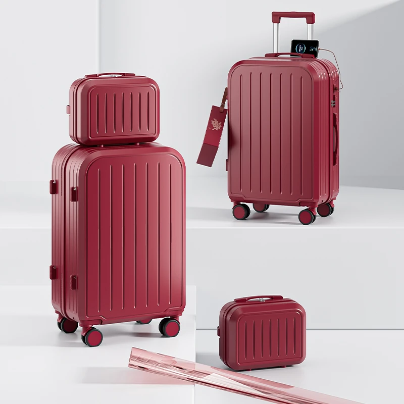 嫁妆箱子新娘婚礼结婚行李箱红色订婚陪嫁箱女拉杆箱密码结实耐用