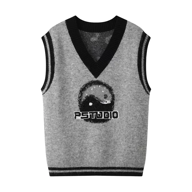 【太极】2024秋冬新款针织衫亮片针织背心春秋时尚休闲百搭外穿宽松