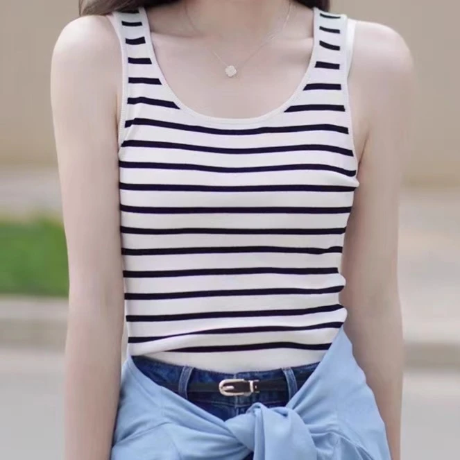 夏季打底百搭时尚穿搭运动冰麻透女背心/~8955