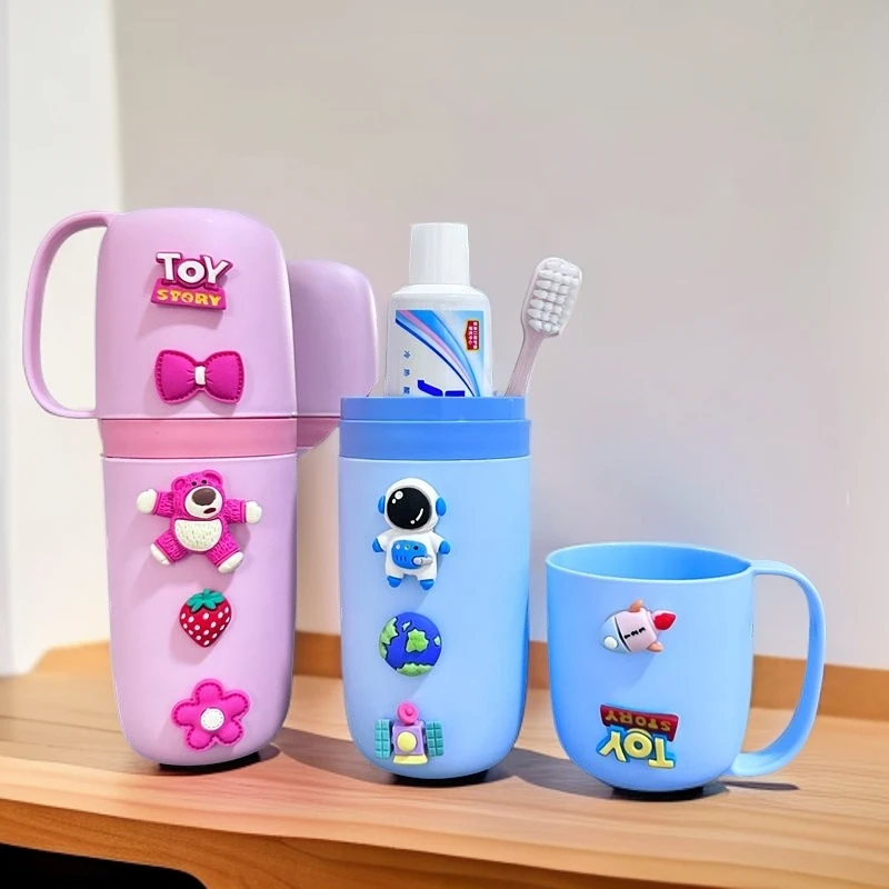 卡通可爱便携式漱口杯旅行牙刷盒家用防尘牙刷收纳盒简约牙缸套装