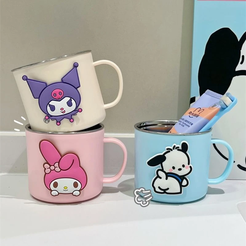 库洛米漱口杯儿童牙缸婴幼儿专用洗漱杯304不锈钢三丽鸥刷牙杯子