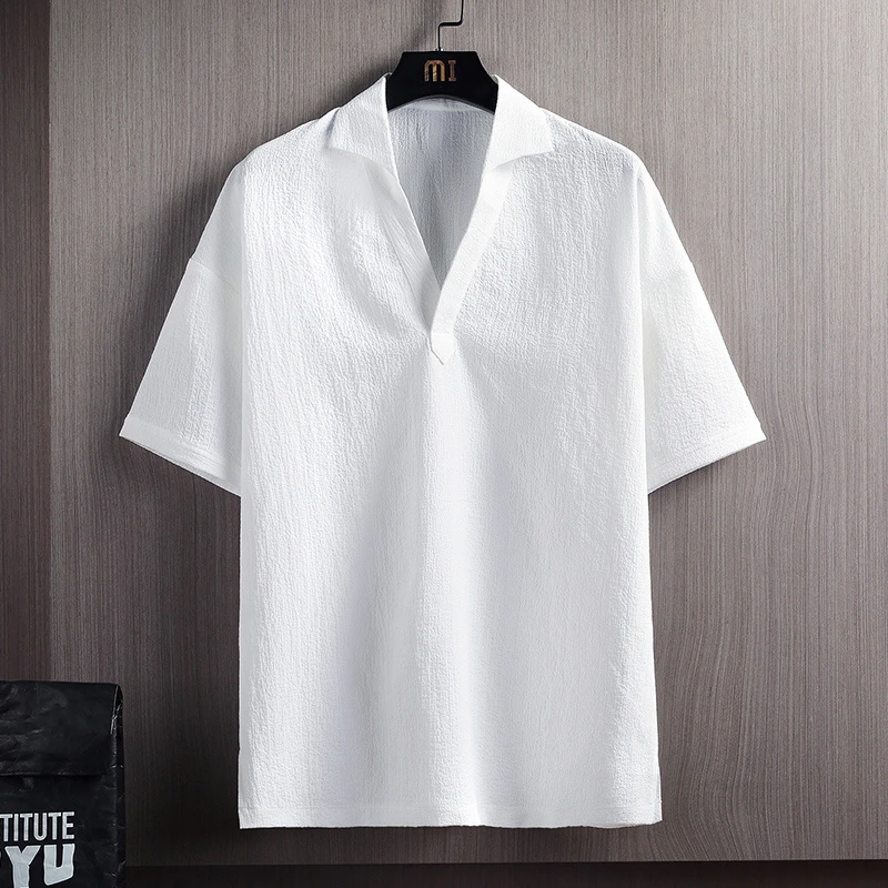 英格堡新款男士V领潮流休闲时尚上衣薄款舒适韩版百搭短袖T恤T607