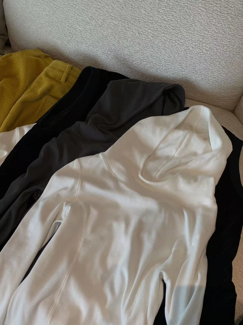 周末帽衫-秋冬极简基础合肩合体弹力连帽上衣#6268