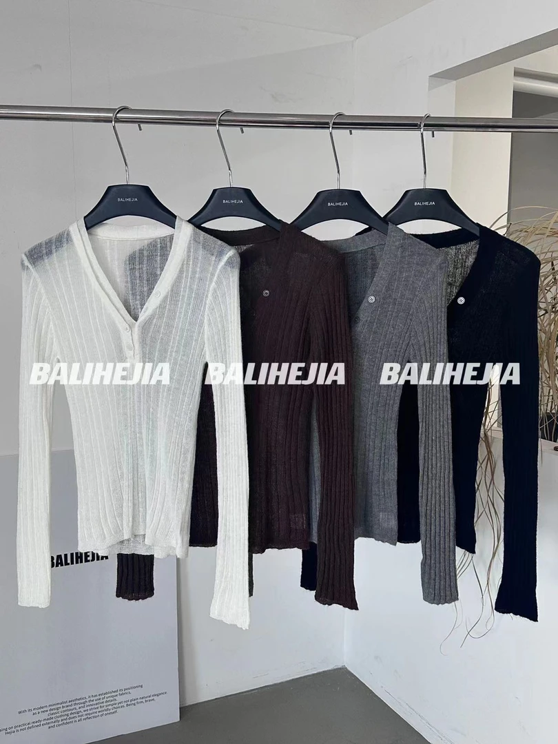 十三行BALIHEJIA-秋冬福秒透V领上衣#99229