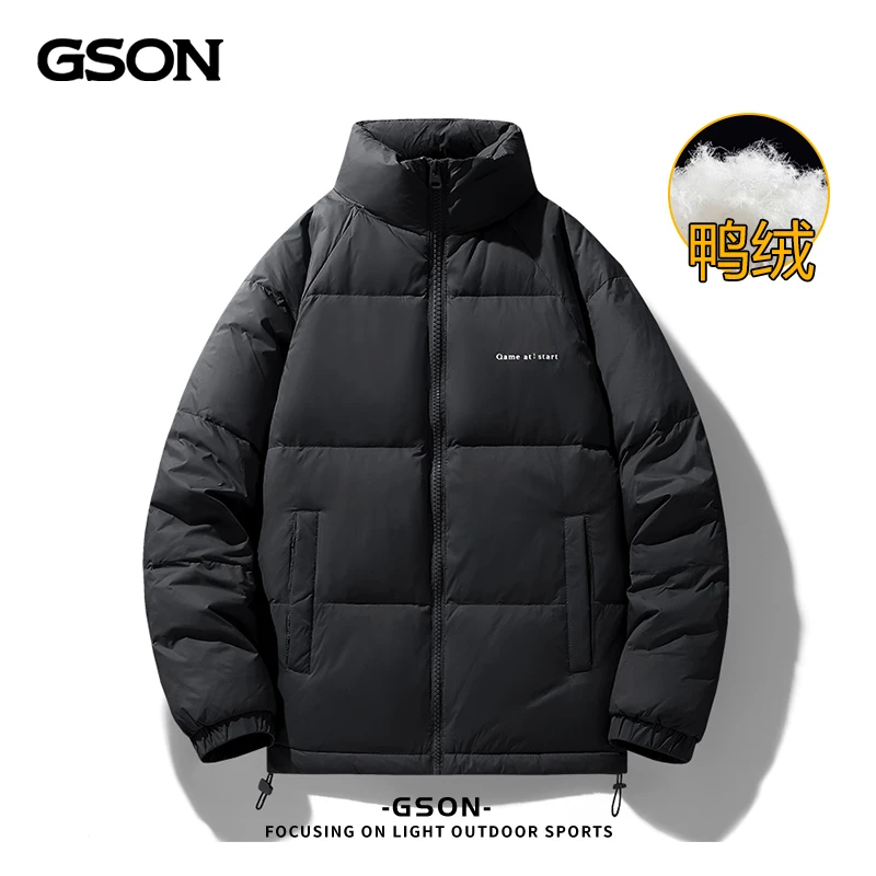 国潮品牌GSON冬季新款加厚羽绒服男宽松保暖防寒立领外套面包服男