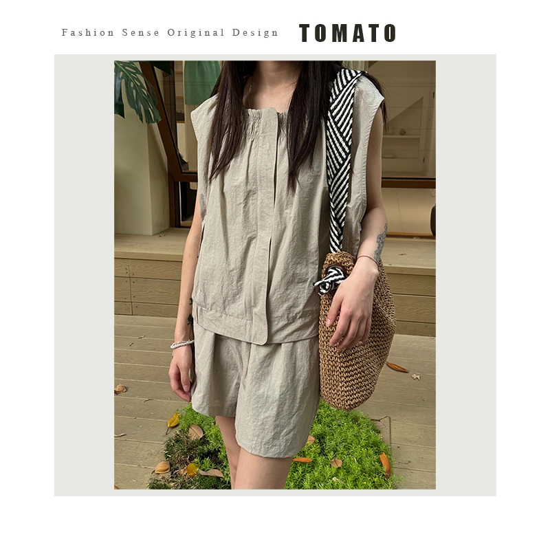 【TomaTo】法式设计感小众宽松衬衣+短裤俩件套 C24Z8810