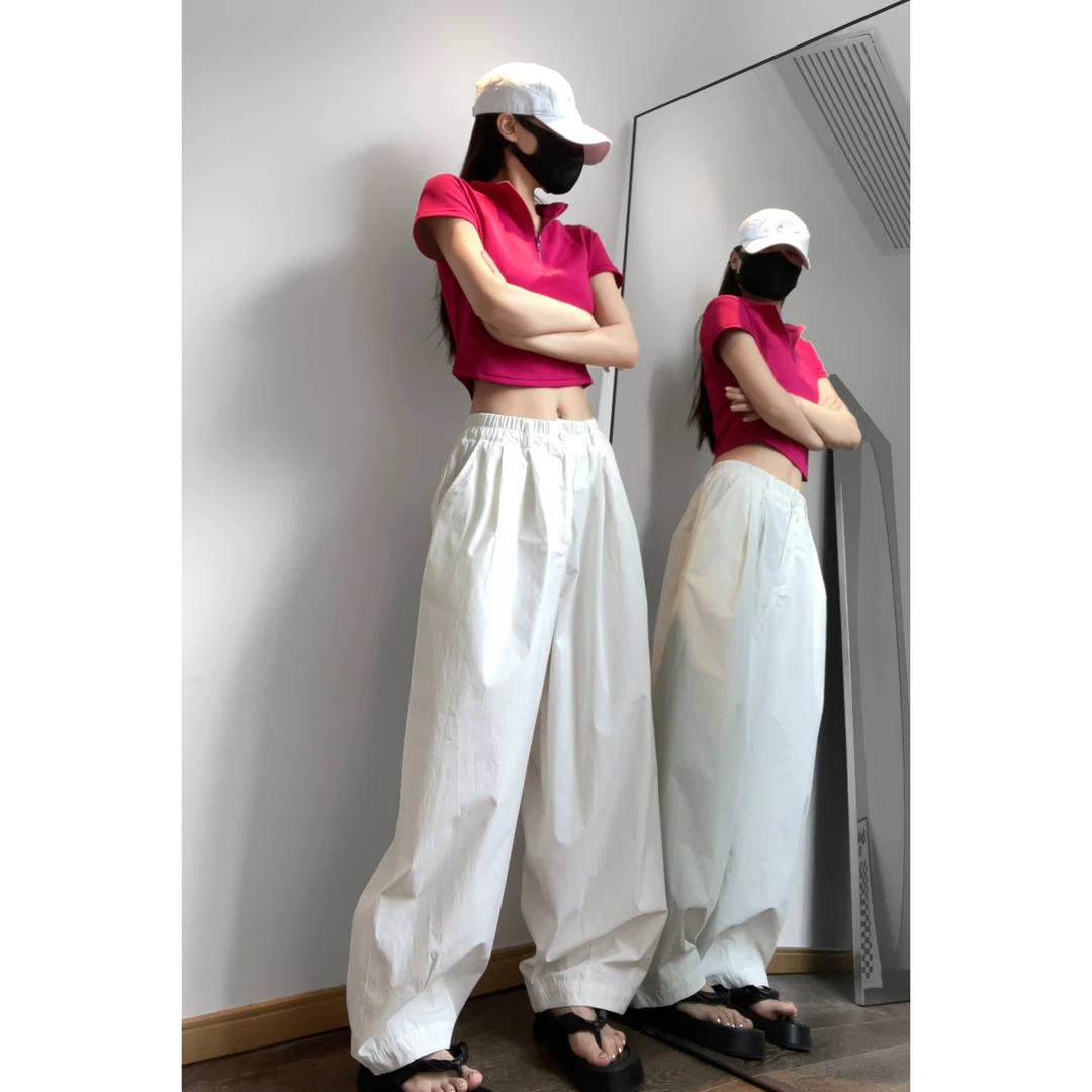 【夏春茶】高腰阔腿裤女春秋2023年新款薄款休闲感宽松裤子灯笼裤