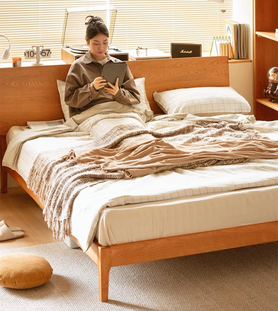 1.8米北欧简约实木床橡木双人床现代卧室家具