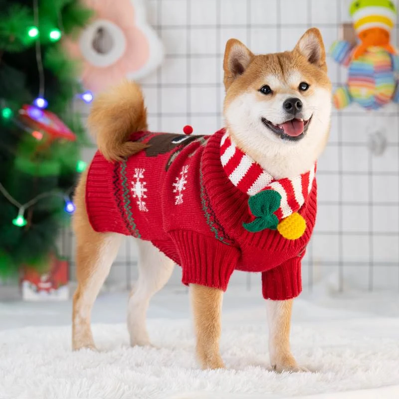 狗狗衣服秋冬圣诞宠物衣服红鼻小鹿宠物毛衣贵宾泰迪小型中大型犬
