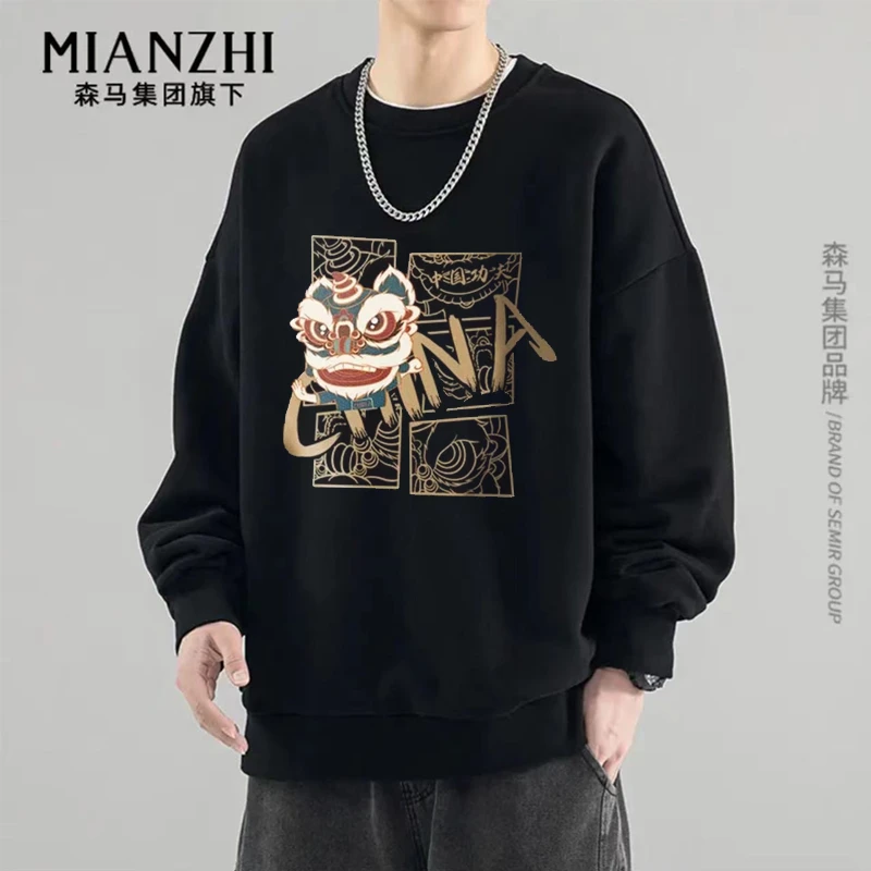 集团品牌棉致情侣装卫衣情侣款圆领印花透气ins- 舞狮China