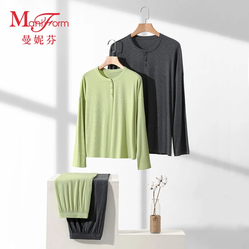 【达人专属】曼妮芬男女士圆领宽松家居服套装睡衣20311448/9