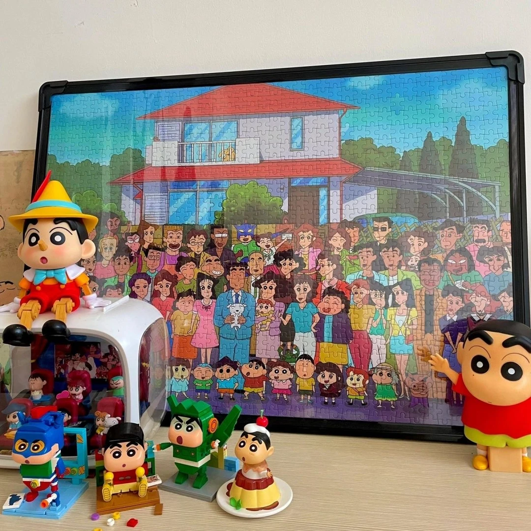 蜡笔小新全家福拼图1000片加厚款益智拼图礼物送闺蜜送情侣礼物