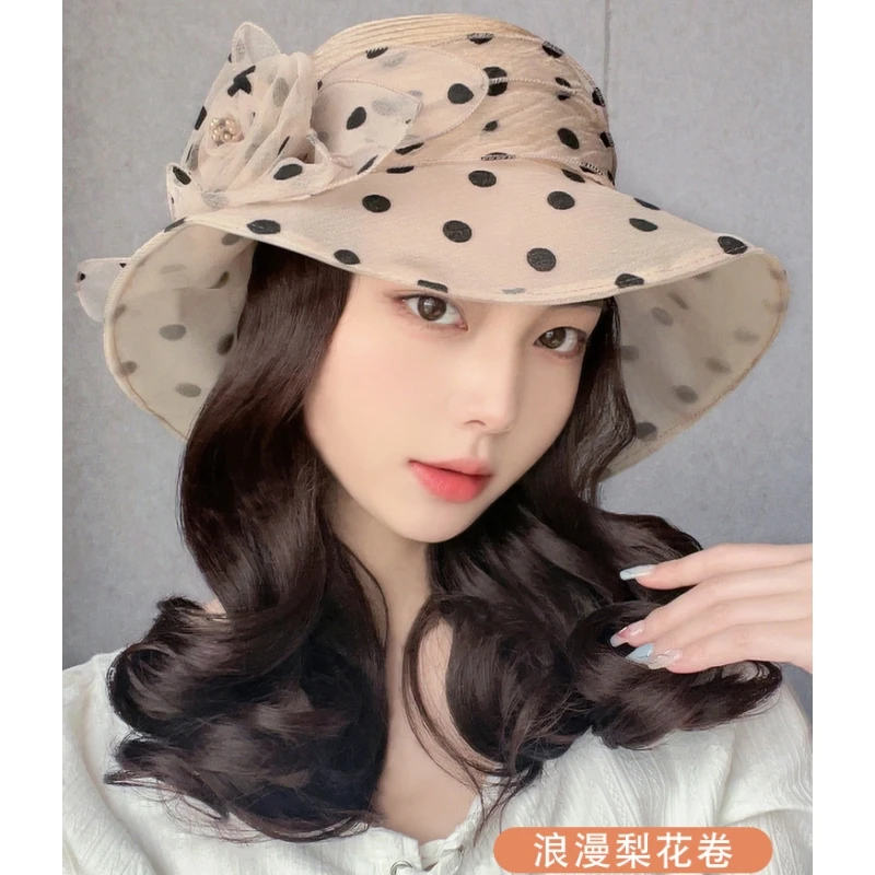 【气质优雅】帽子假发一体波点英伦玫瑰礼帽短卷发