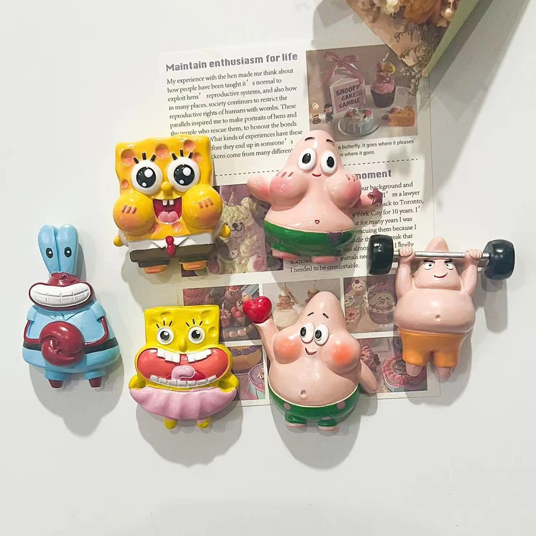 海绵宝宝派大星冰箱贴可爱卡通ins 3d立体磁贴个性创意装饰磁吸贴