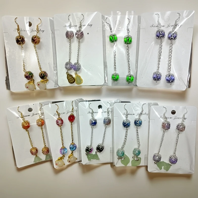 铜合金琉璃耳饰 耳饰百搭，手工定制，长款清新，精美素款，长款耳环