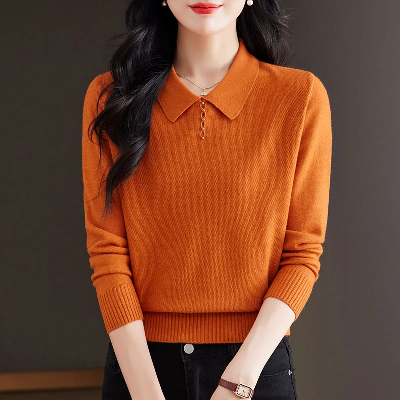 女装秋款爆款2024新款翻领毛衣女洋气妈妈上档次打底衫上衣
