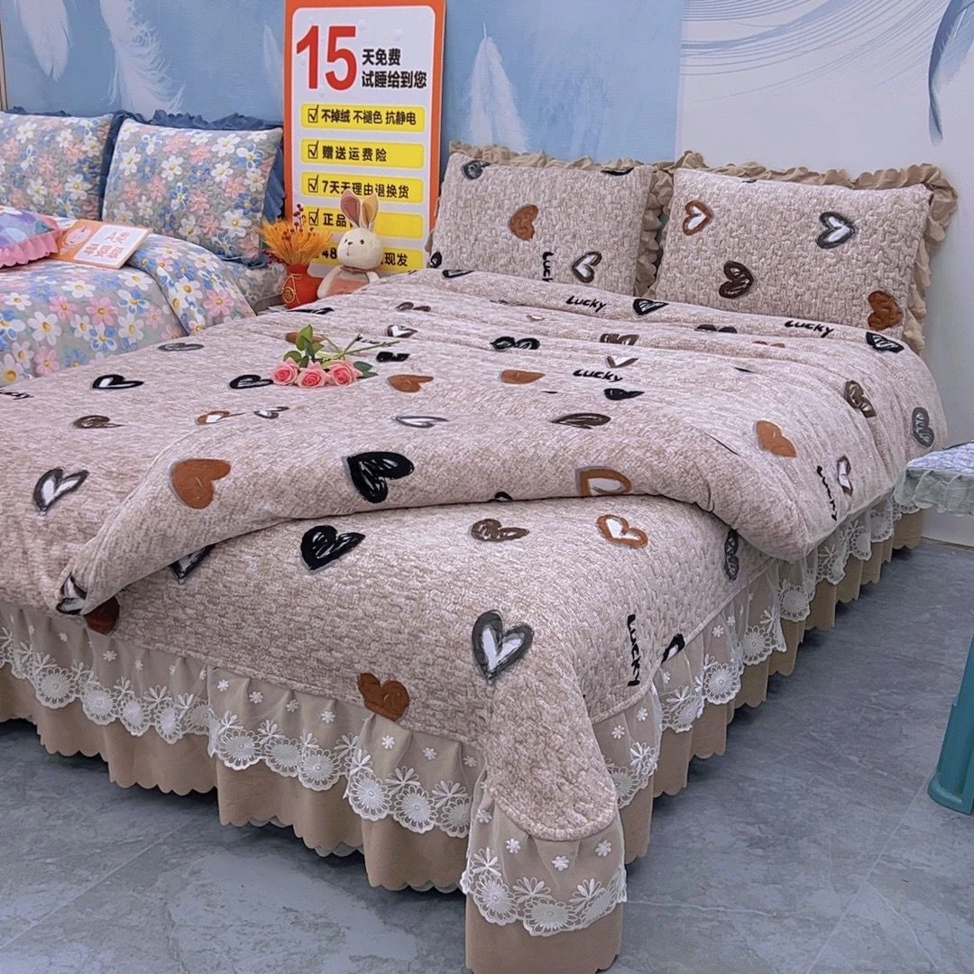 牛奶绒四件套加厚高克重正品 床盖款三件套 秋冬新品不掉毛抗静电