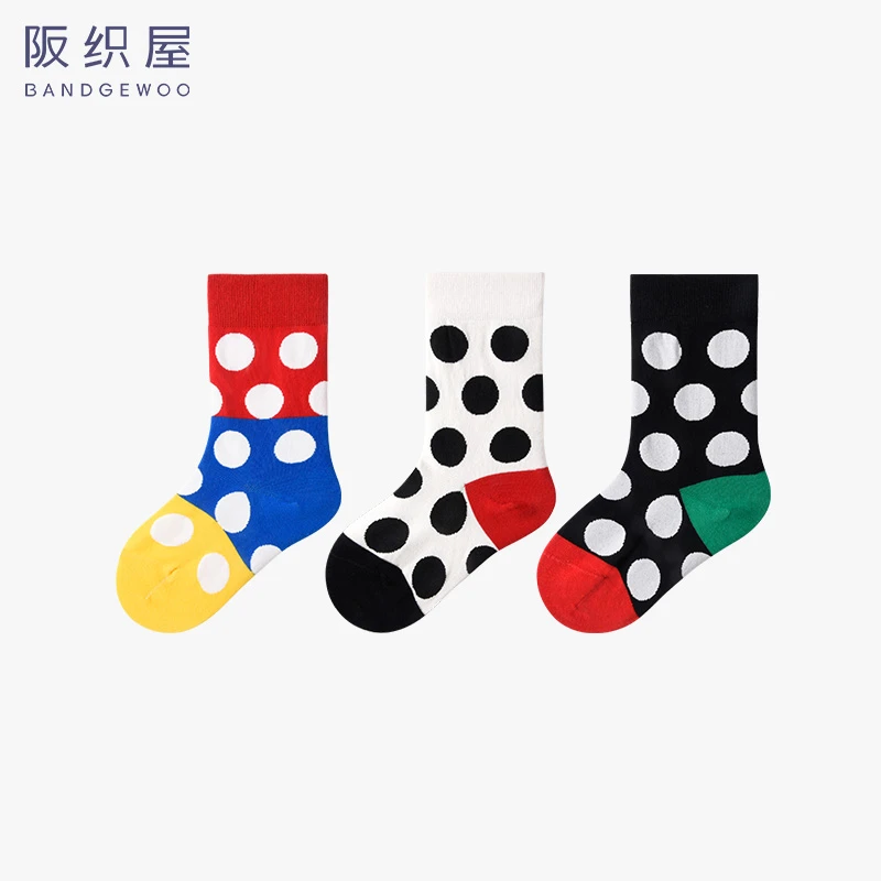 【3双装】阪织屋男女宝宝儿童小童中筒袜长绒棉可爱ins潮流