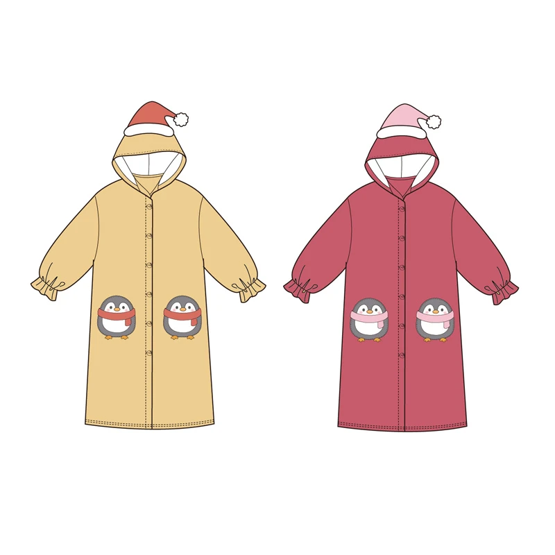 【睡袍】阪织屋舒棉绒小企鹅睡袍