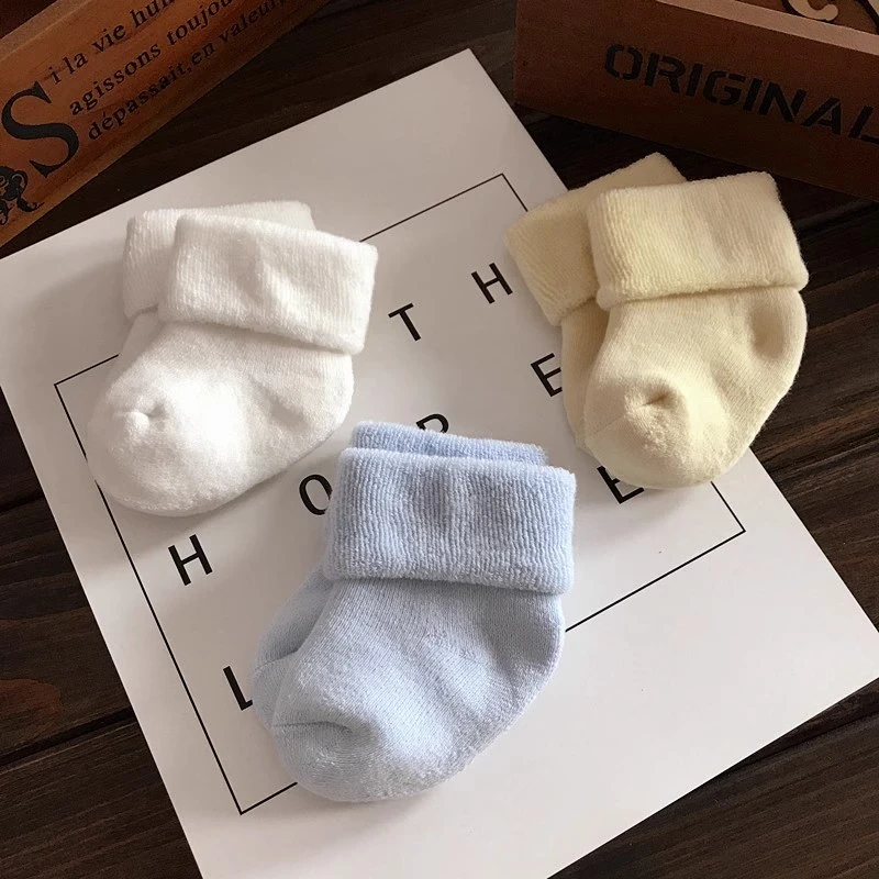 【林姐生活】 婴儿袜子3双装秋冬季新生儿男女宝宝婴幼儿中筒袜