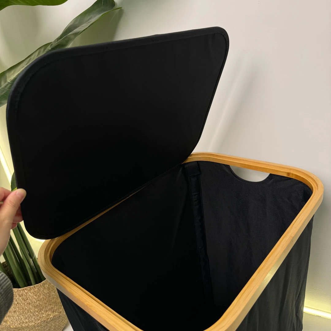 【林姐生活】家用简约牛津布收纳筐有盖长方形黑色灰色大容量储物