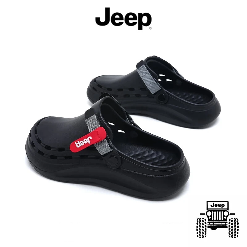 JEEP/吉普新款洞洞鞋男夏季外出厚底医院踩屎感沙滩休闲潮流透气