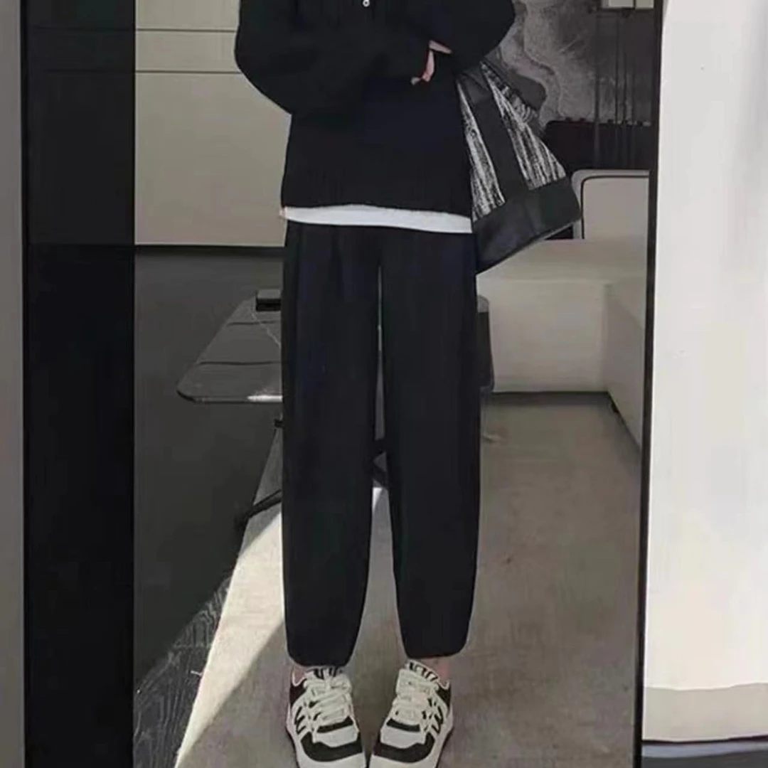 7134-(黑色)糯米绒哈伦奶奶裤