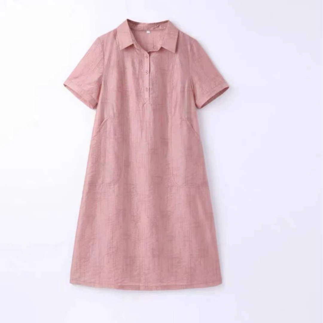 6839-（莱赛尔）时尚洋气宽松显瘦衬衫裙（粉色）