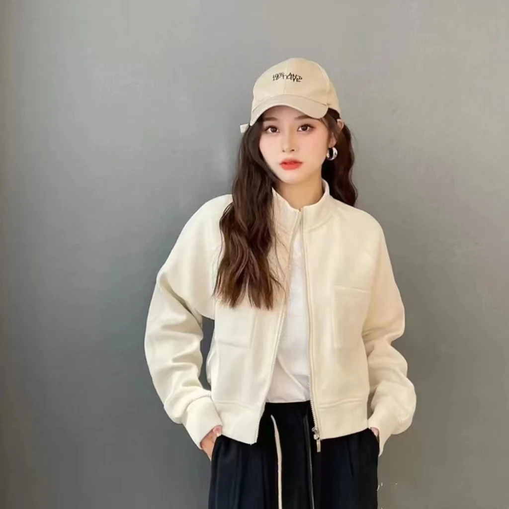 7314-女士（后背刺绣）（两色）防风德绒棒球服外套