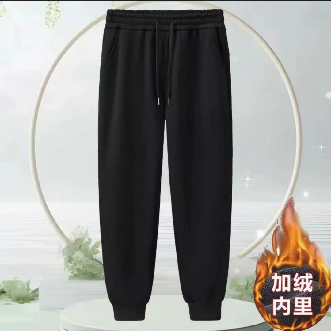 7424-中性女士（平板黑）光板加绒束脚卫裤