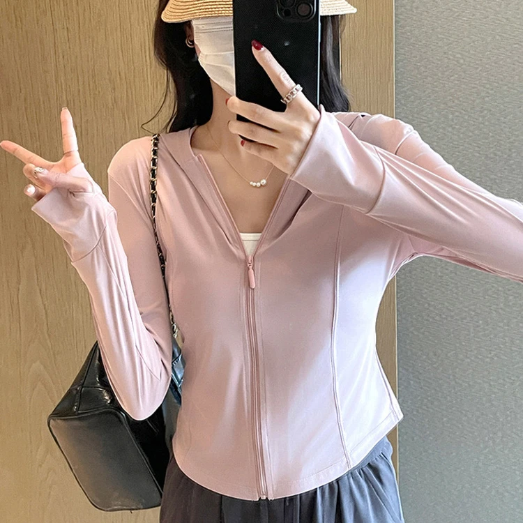 防晒衣冰丝夏季薄款防紫外线专业女款外穿户外连帽轻薄防晒服显瘦