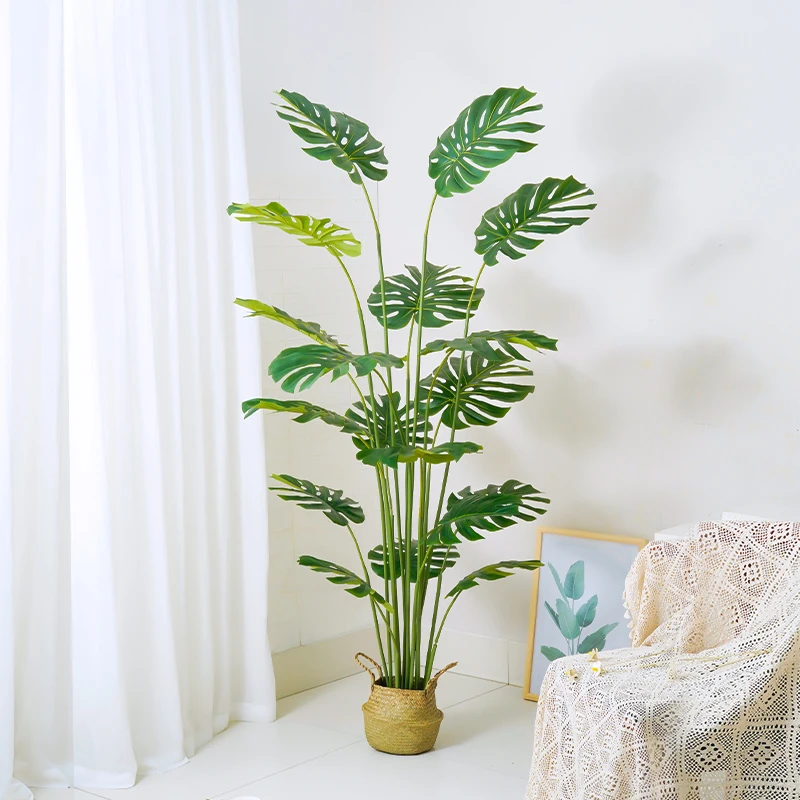 北欧仿真叶子客厅装饰植物造景大型盆栽拍摄室内落地家居摆件假