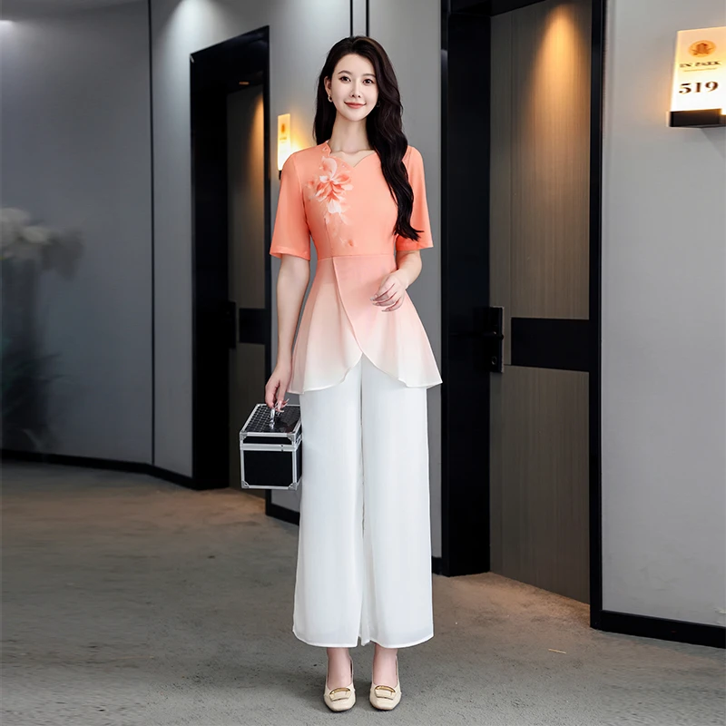 美容院工作服女高端养生馆spa采耳师服装足疗足浴技师套装新中式