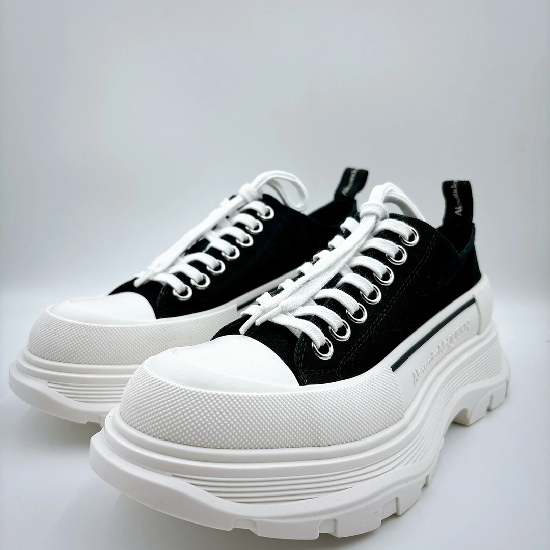 98新/亚历山大/麦昆38码/经典黑色帆布鞋/BM00939